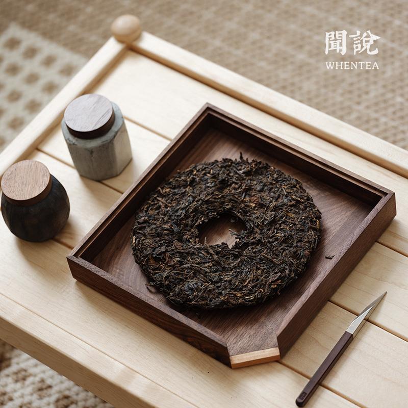 闻说|胡桃木普洱分茶盘 实木茶饼盒撬茶盘托盘 茶道配件