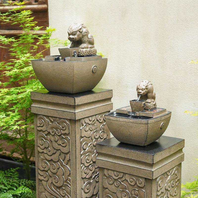 生财流水摆件循环水招财神兽吐水兽水风茶桌水景日进斗金开 业礼