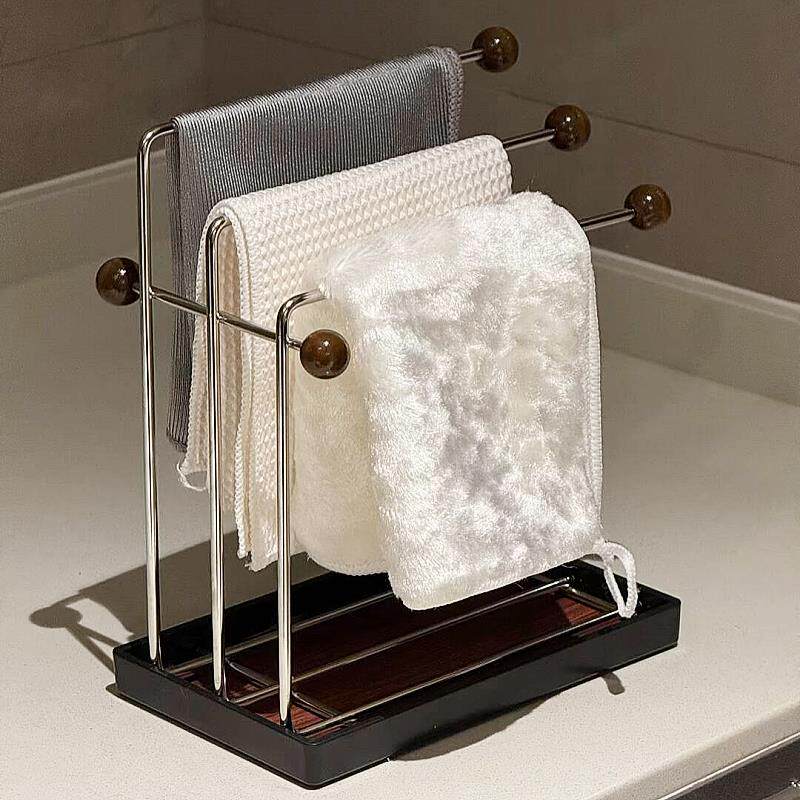 不锈钢厨房沥水晾抹布架毛巾架桌面洗漱台多功能置物架角落收纳架