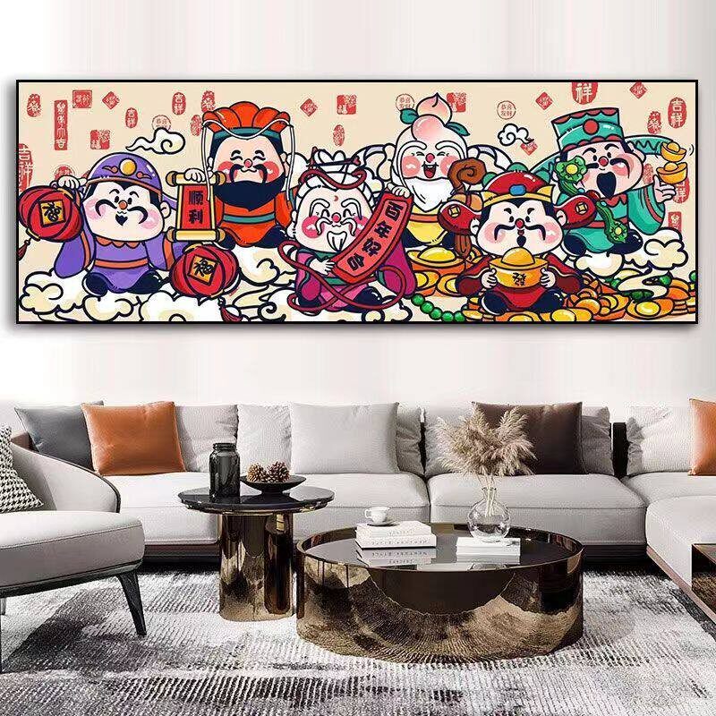 新款财神钻石画手工diy大尺寸福禄寿中式贴钻大幅客厅装饰画礼物