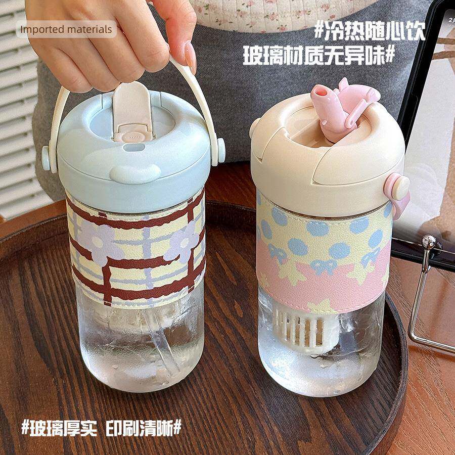 布丁BUBU高硼硅玻璃杯简约ins风高颜值女生隔热耐高吸管水杯子夏