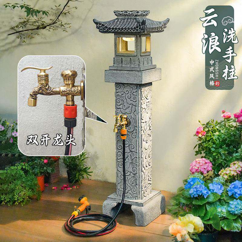 户外防冻立柱水龙头拖把池庭院花园浇花水栓水阀防冻裂双开水龙头