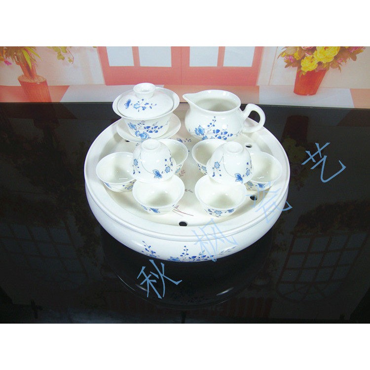 包邮 骨瓷潮汕功夫茶具套组 玉陶瓷 工夫茶壶茶碗杯如玉 优雅兰花
