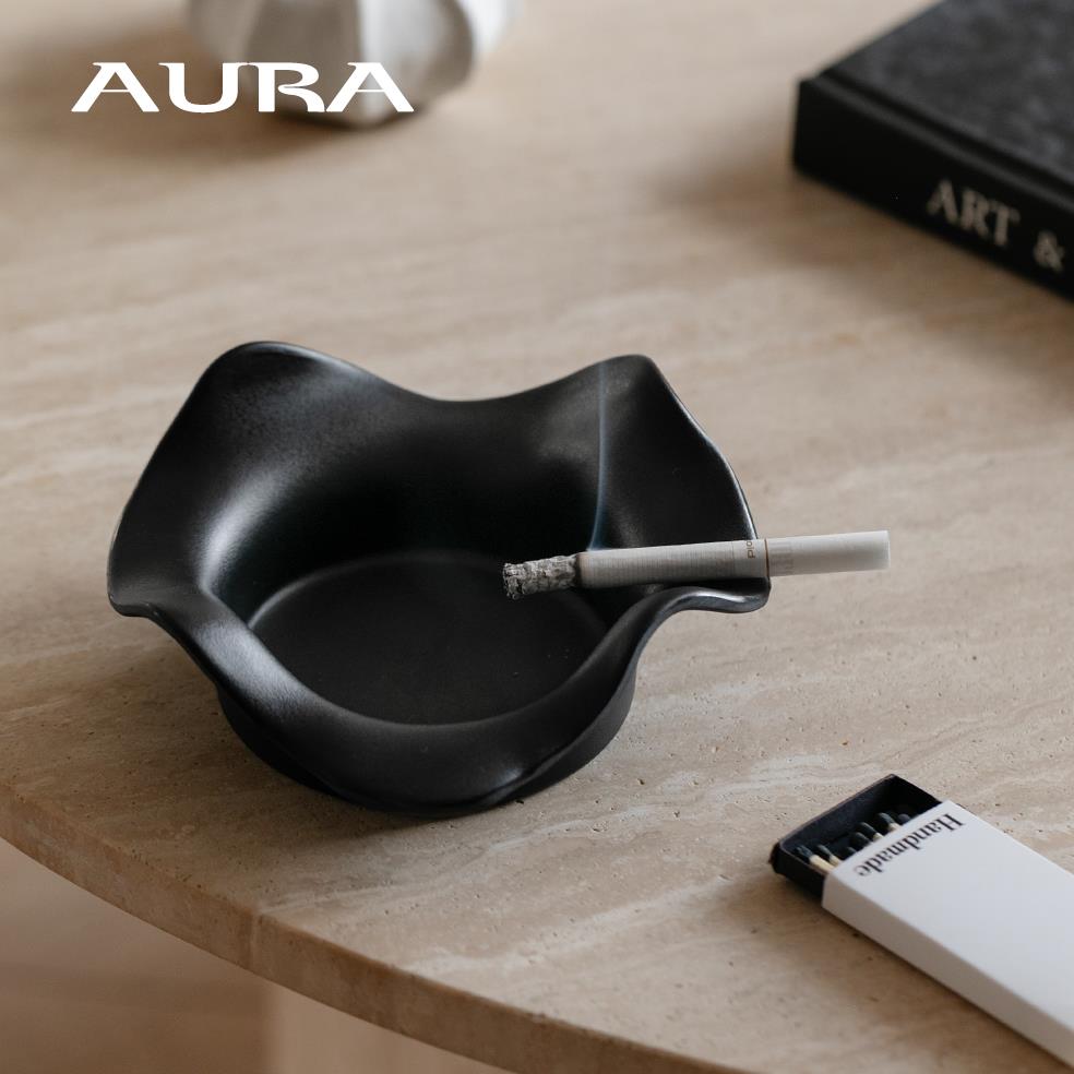 AURA北欧简约侘寂风烟灰缸波浪形创意小众装饰品摆件复古新中式