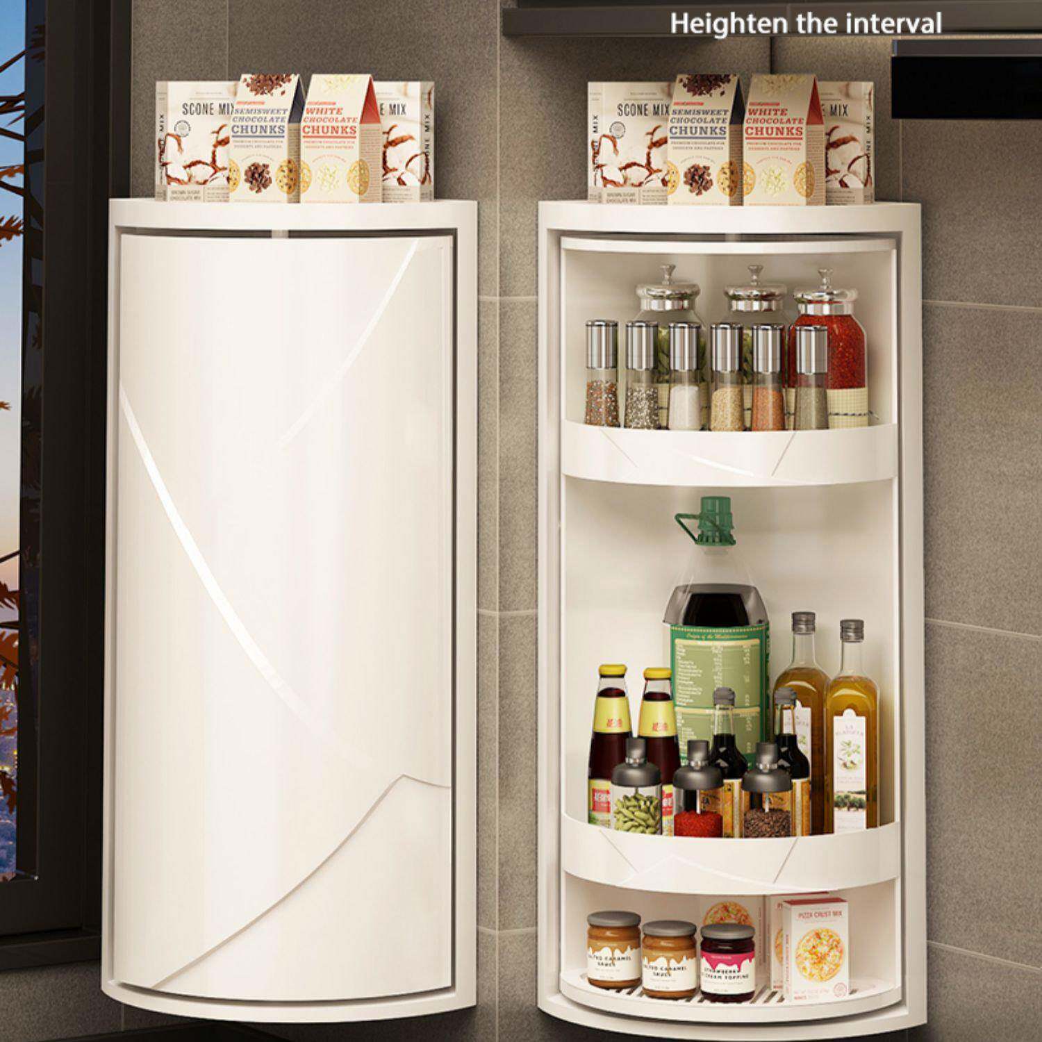 日本进口厨房专用可旋转置物架转角调味料调料品壁挂免打孔收纳盒