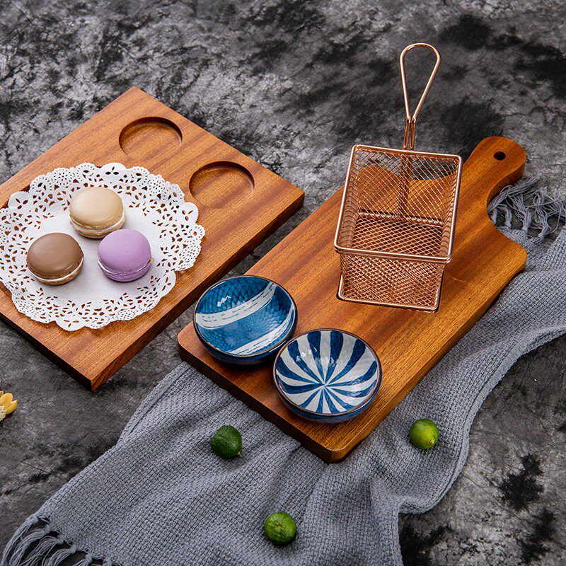 木质托盘沙比利炸物托盘篮子天然实木槽盘点心托盘西餐拉面点心