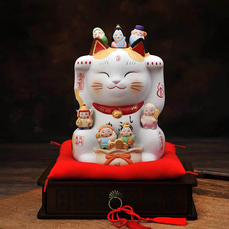 七福神招财猫陶瓷存钱罐摆件开业礼物家居装饰品客厅玄关乔迁新居