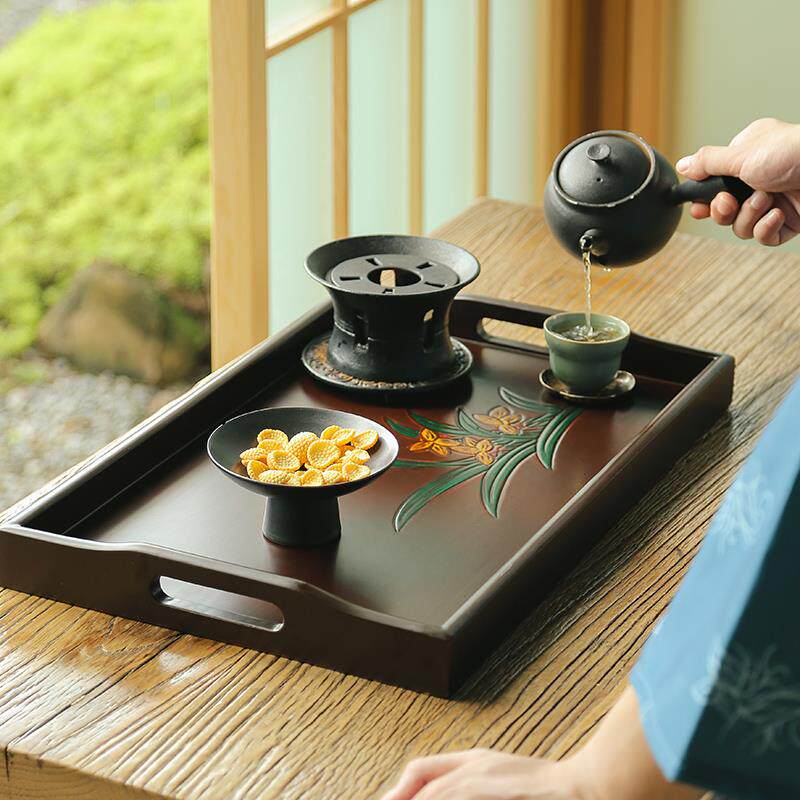 日本进口山中漆器托盘实木茶具茶盘2024新款家用轻奢现代高级感