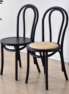 藤椅索耐特thonet美式法式复古实木中古家用餐厅靠背椅子藤编餐椅