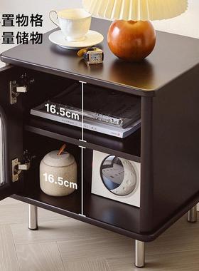 家居法式覆古床头柜卧室收纳储物轻奢床边黑色柜子129002XJ