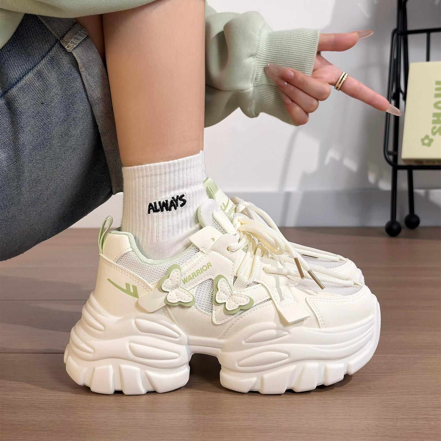 回力厚底老爹鞋女款2025新款爆款网面女鞋轻便软底女士运动休闲鞋