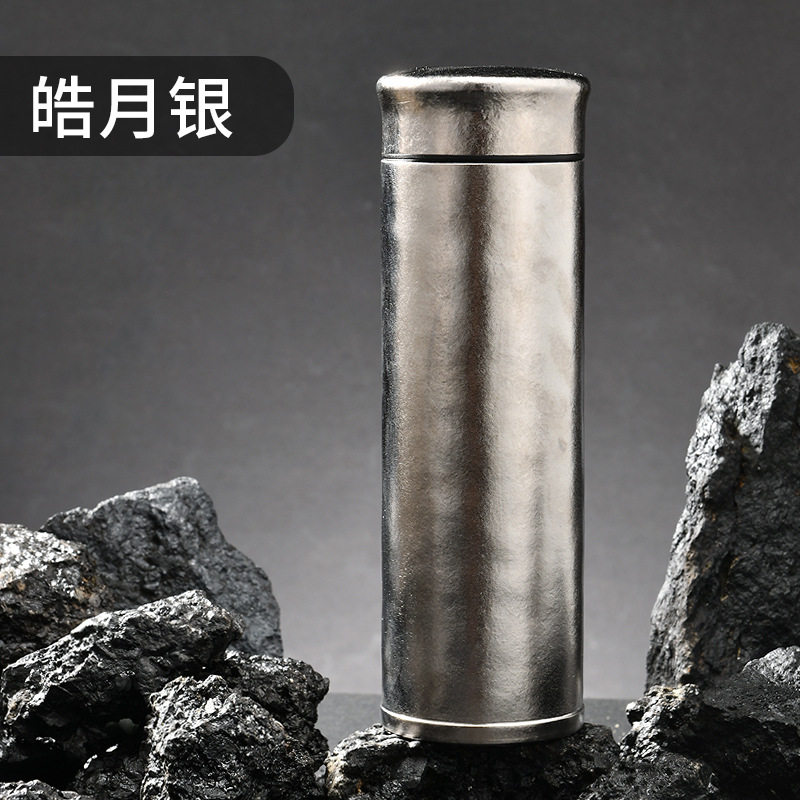 高档礼盒双层纯钛合金办公茶杯便携泡茶杯子钛杯大容量保温杯