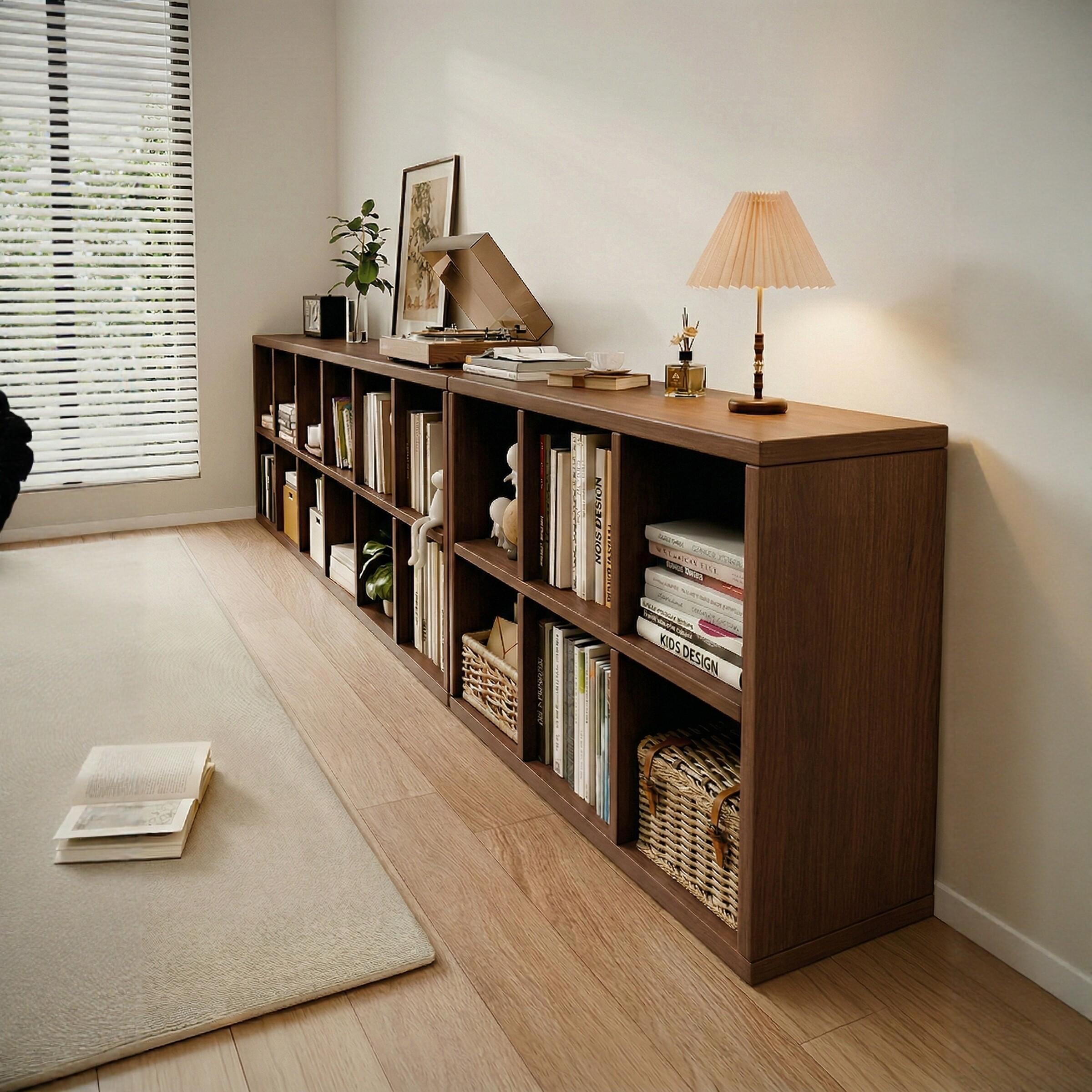 顾家家居书架置物架收纳储物柜靠墙书柜自由组合格子柜落地矮柜子