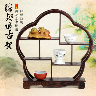 实木古董架子置物架 鸡翅木博古架小摆件 茶壶架茶叶展示柜多宝格