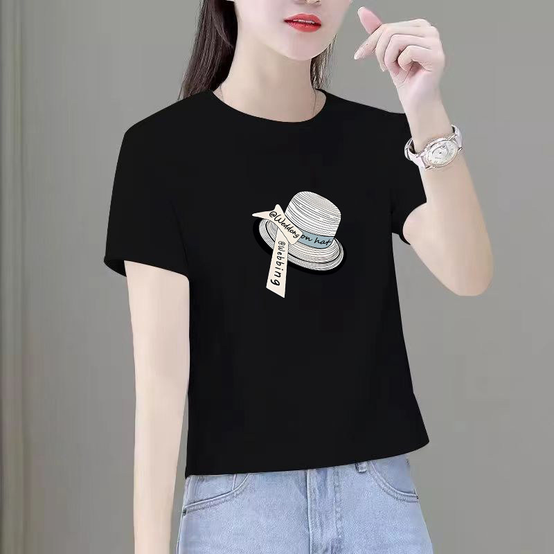 短款上衣短袖恤小个子宽松新款T恤T夏季女2025百搭显瘦正肩高腰