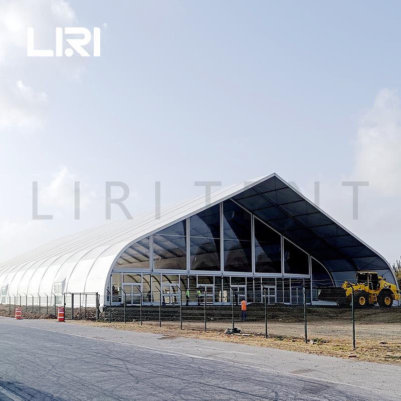 长沙白色铝合金篷房40米大跨度弯柱篷房大型棚户外仓库帐篷出租