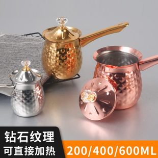土耳其手工咖啡壶不锈钢网红挂耳手冲壶金属长柄家用煮茶壶热奶杯
