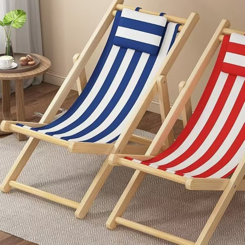 免安装木质沙滩椅折叠户外午休椅躺椅休闲阳台椅便携露营靠椅