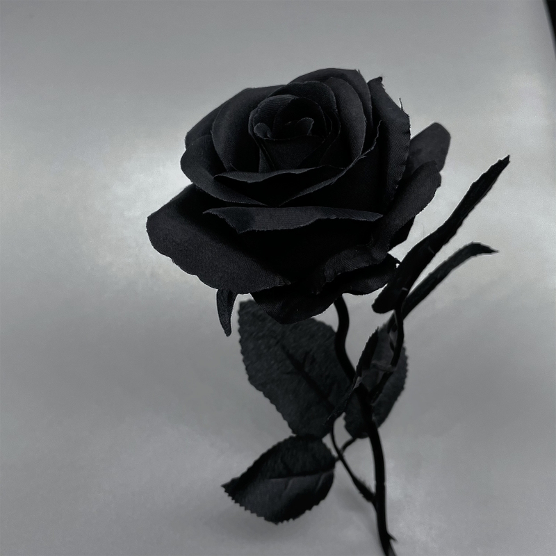 #@哥特黑玫瑰花拍摄道具白黑色假干花束拍照不良jk手持扇子枯