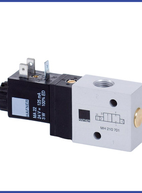 德国HAFNER空气弹簧复位电磁阀MH-210-501/MD-311-010直列式阀门