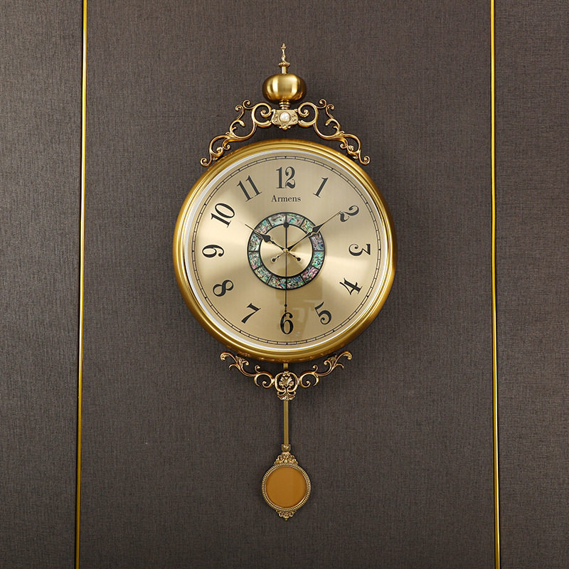 欧式复古摇摆挂钟新中式客厅钟表家用大气静音时钟轻奢个性挂表