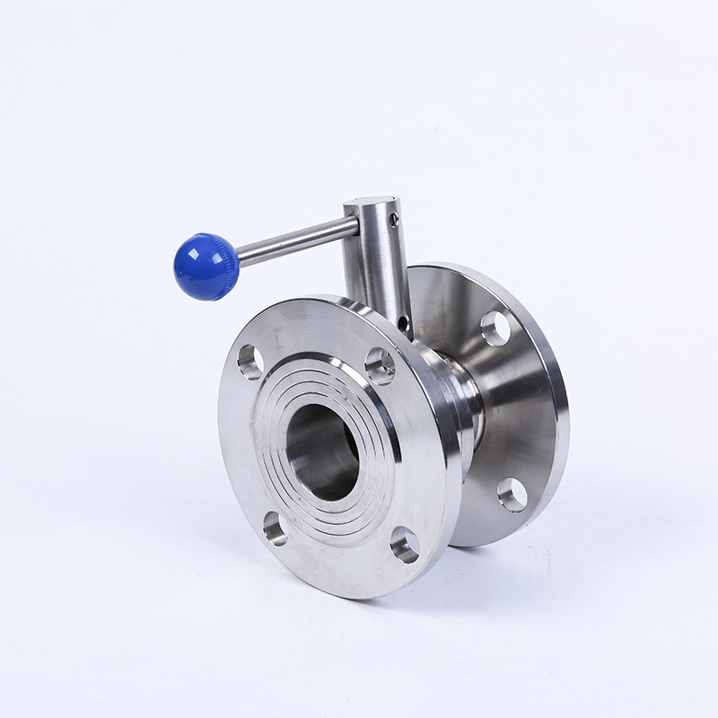 304卫生级不锈钢法兰蝶阀D41X-10P手动鸭嘴手柄316法兰阀门