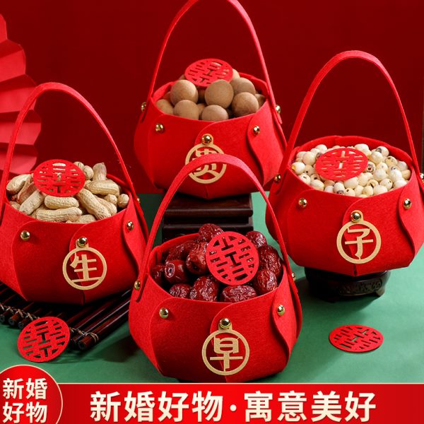 结婚用品大全早生贵子提篮压床模具模板婚房布置干果婚礼摆件摆设