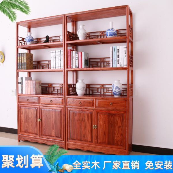 新中式实木博古架茶叶架展示柜书架货架茶壶置物架落地多层陈列架