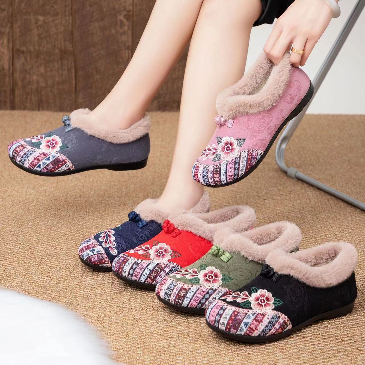 汉服婚鞋老北京冬季棉鞋女加绒