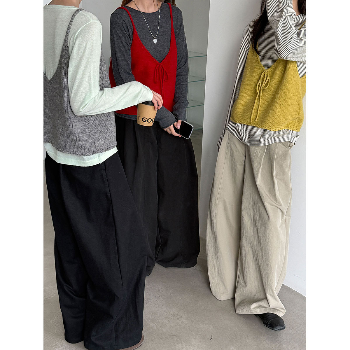 韩系V领羊毛针织吊带背心女2026秋季新款百搭叠穿马甲