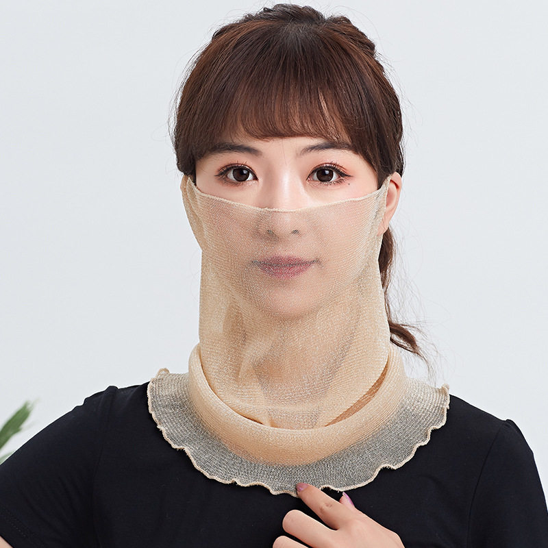 百变围脖夏季薄款百搭纱巾女套头挂耳丝巾防晒面纱护劲小脖子围巾