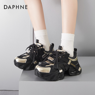 达芙妮粉色老爹鞋女厚底增高鞋2025巨好看的百搭炸街运动女鞋子新