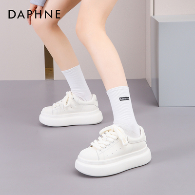 达芙妮正品厚底增高小白鞋女秋款