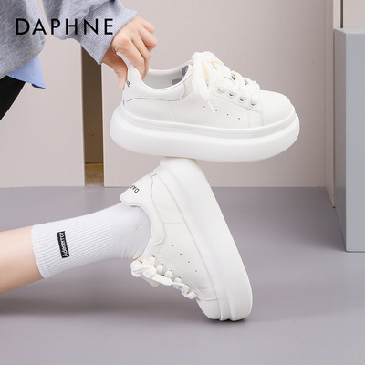达芙妮正品厚底增高小白鞋女秋款