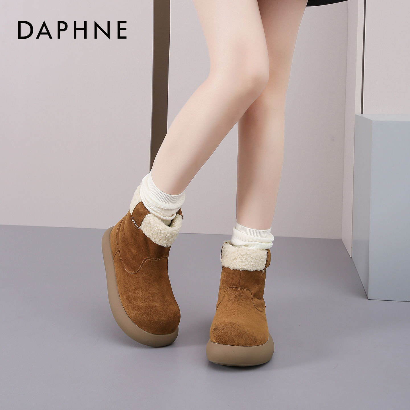 达芙妮雪地靴女2025新款冬季加绒