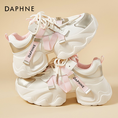 达芙妮老爹鞋厚底增高春秋系带款