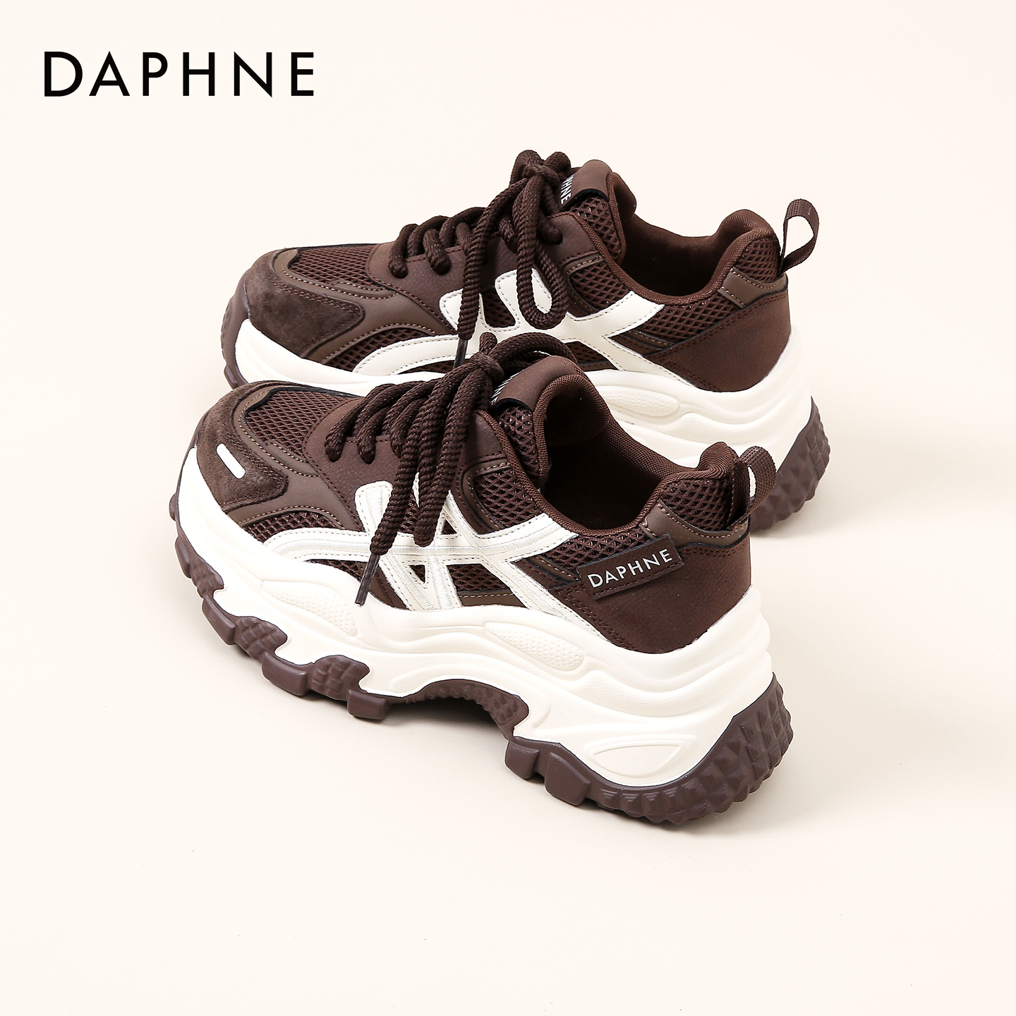 达芙妮老爹鞋棕色增高秋冬必穿款