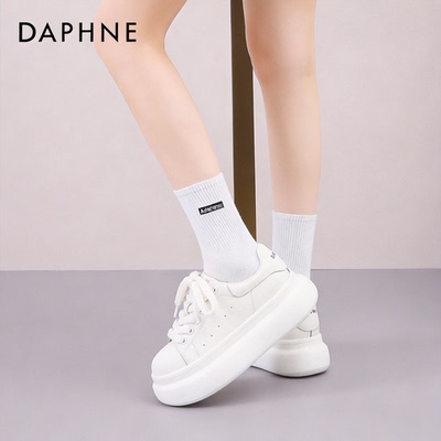 达芙妮正品厚底增高小白鞋女秋款