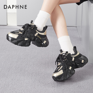 达芙妮粉色老爹鞋女厚底增高鞋2025巨好看的百搭炸街运动女鞋子新