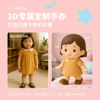 YZ·柚子玩物3D照片打印Q版人偶手办男女生创意定制盲盒生日礼物