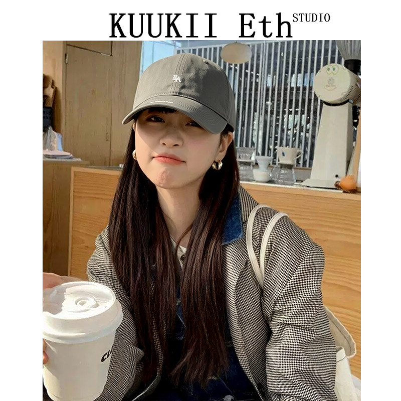 KUKIÐ软顶小字母刺绣棒球帽子女时尚出游百搭简约潮流鸭舌帽潮