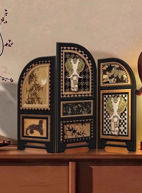 优选中古风小屏风桌面摆件客厅边柜电视柜创意家居装饰品中式玄关