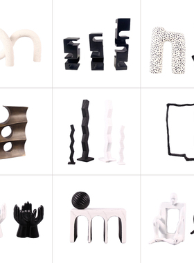 优选现代创意拱门艺术摆件几何家居书房装饰品酒店前台摆设树脂工