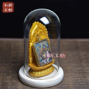 优选国潮古风金色八宝莲花底座小唐卡展示架神佛背光莲花台加高玉