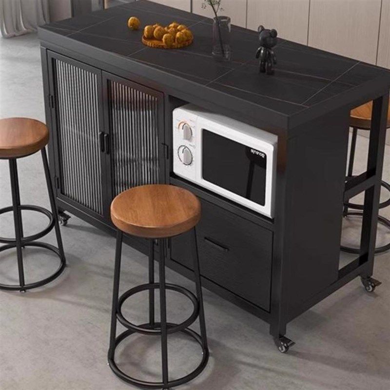 优选厨房可移动中岛台餐桌一体单独置物柜开放式备餐料理小吧台餐