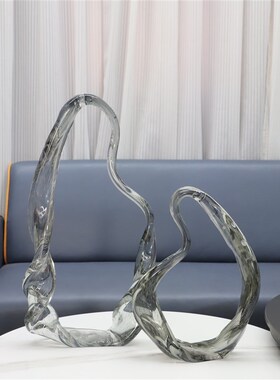 欧式轻奢琉璃几何艺术摆件样板房电视柜酒店茶几客厅家居软装饰品
