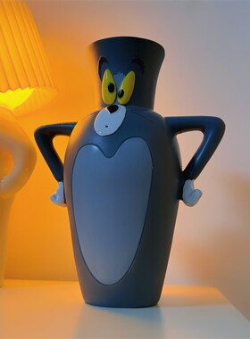 优选卡通创意插画汤姆猫花瓶可爱趣味高级工艺品家居个性装饰摆件