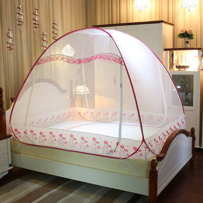 优选含羞精灵免安装蒙古包蚊帐三开门双人床学生折叠有底1.8m床易