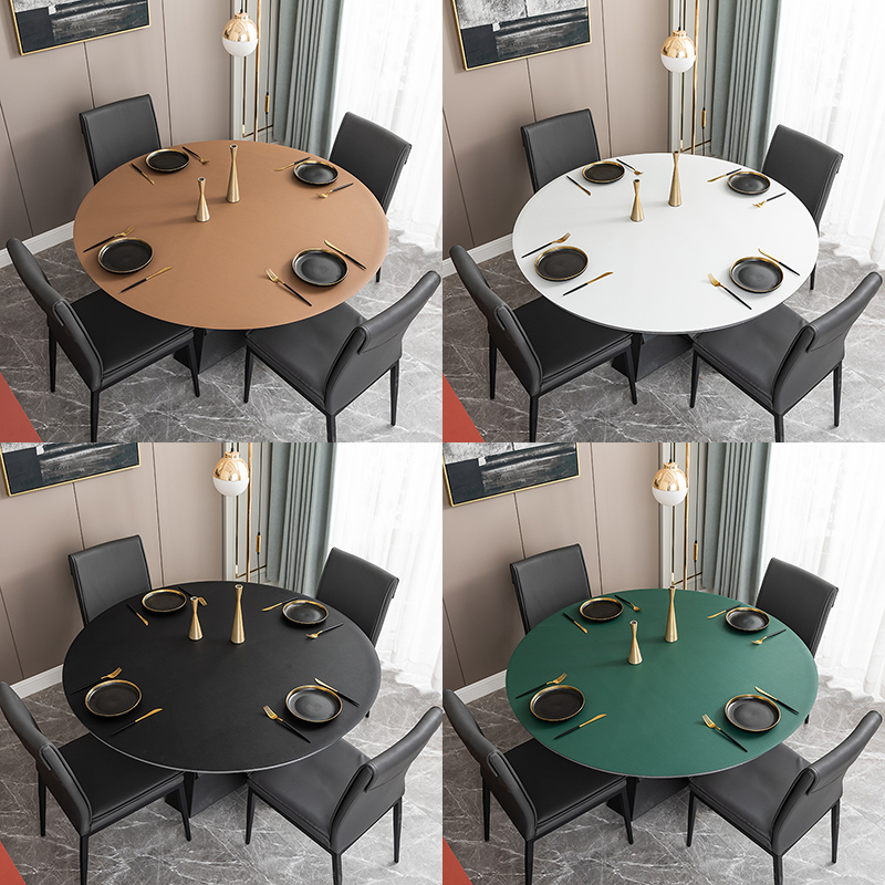 优选皮革圆桌桌布防水防油免洗pvc圆形餐桌垫防滑皮质圆桌茶几垫