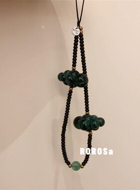 优选ROROSa串珠挂绳系列绿色云朵手机链挂件相机配链ins同款复古